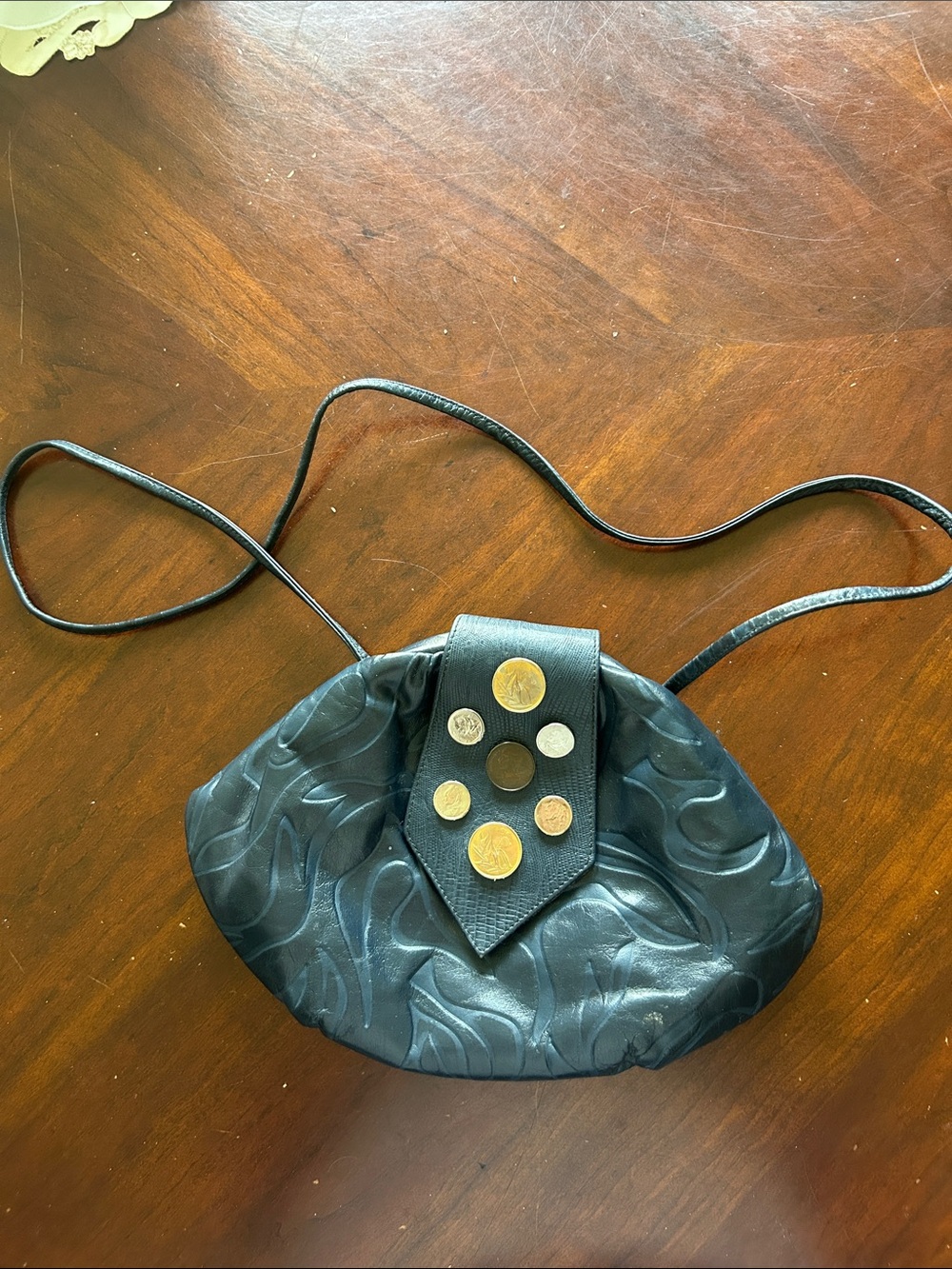 Black Leather Crossbody Bag with Decorative Metal Studs Mimo Sacs